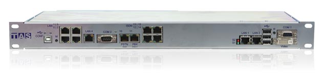Alarmserver ARUTEL, Frontansicht 19“ inkl. Line-Modul und Steuerrechner